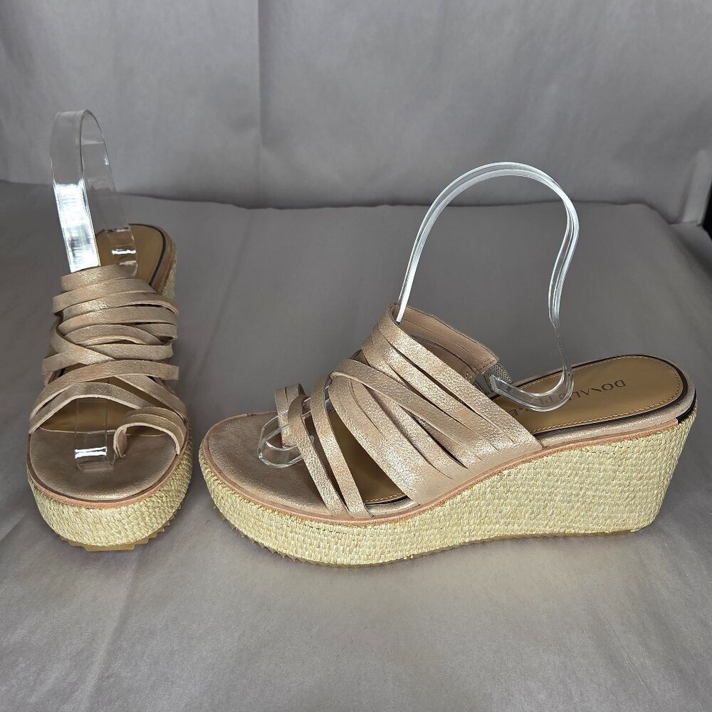 Donald J. Pliner Metallic Gold Strappy Wedge Sandals